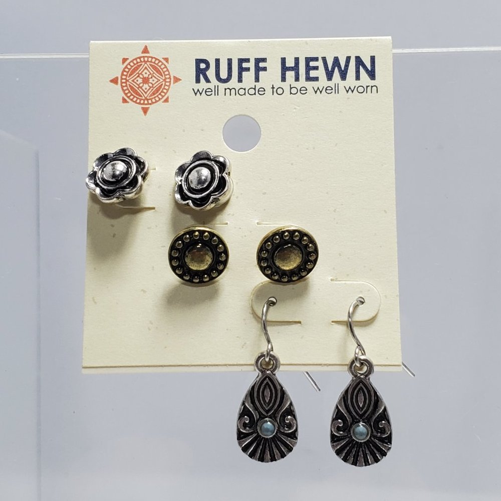 Ruff Hewn trio earrings